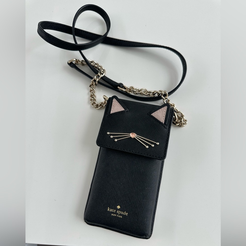 Kate Spade like new cross body chain Cat phone wallet case